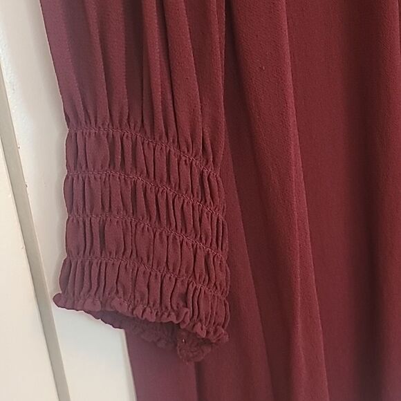 Reformation Brandi Smocked Mini Dress Relaxed Fit Chiffon Burgundy Size XL - Picture 5 of 15